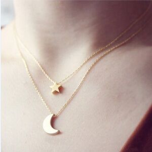 🌟New Bohemian MOON & STAR LAYERED CHOKER NECKLACE - GOLD/ Silver